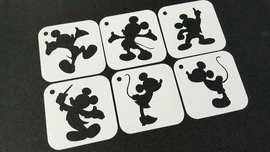 X5 Kids Mickey Minnie Stencil Glass Craft Etched Vinyl Sticker Silhouette Disney 